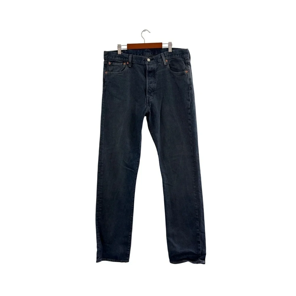 Levis Premium 501 Mens‎ Dark Wash Big E Straight Leg Jeans W36 L36 Blue